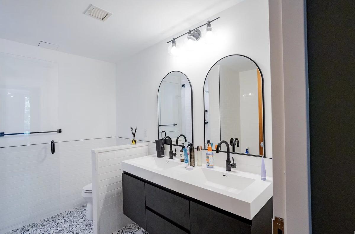 Bathroom vanity with custom cabinetry and undermount sink in Upper West Side renovation
